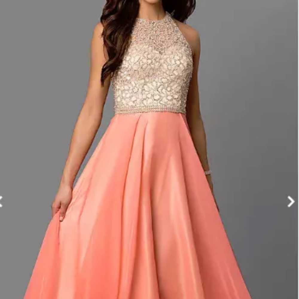 Dave & Johnny Prom coral formal beaded Dress 3/4